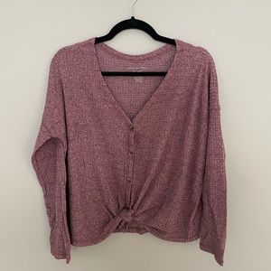 Waffled button down knit